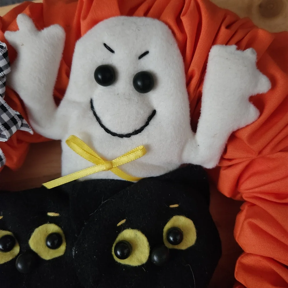 Vintage Handmade Scaredy Cats Welcome Halloween Wreath